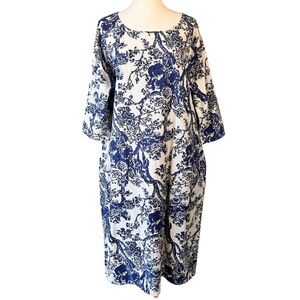 Mordenmiss Floral Cotton Linen Blend Lagenlook Dress